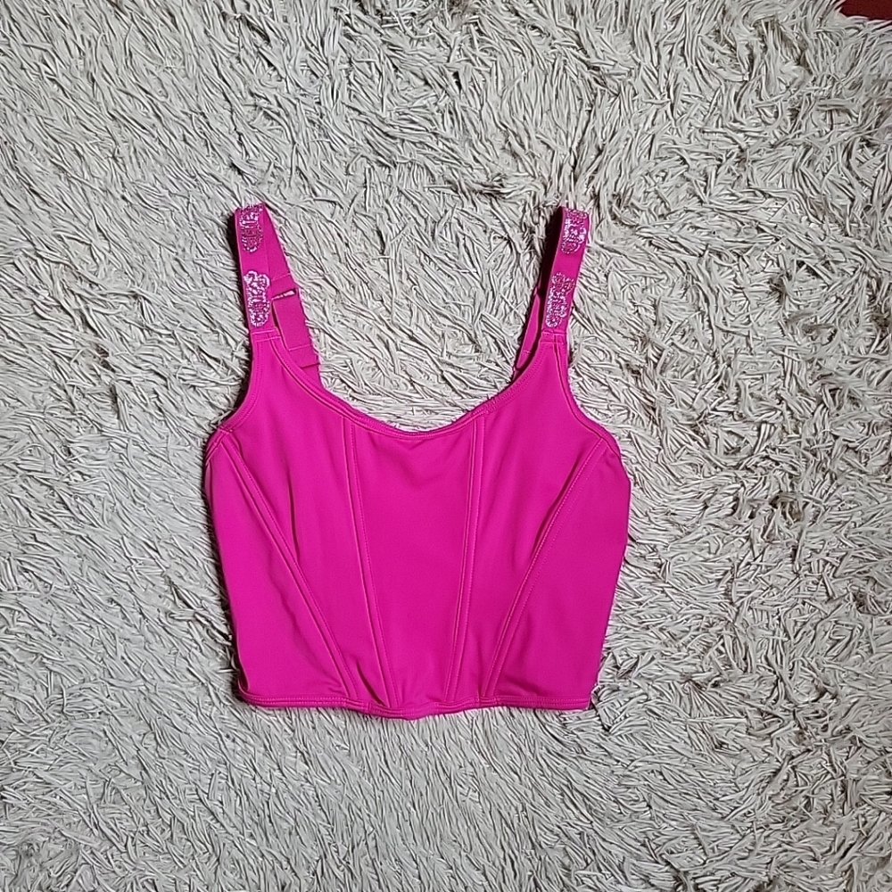 Barbie The Movie Hot Pink Corset Crop Top Size Medium M Barbiecore Girly Party